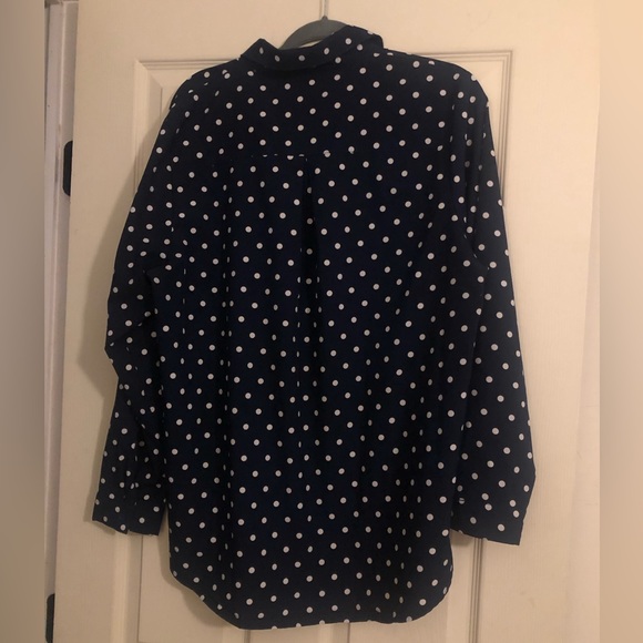 Navy/White Polka Dot Blouse XL - Picture 2 of 3
